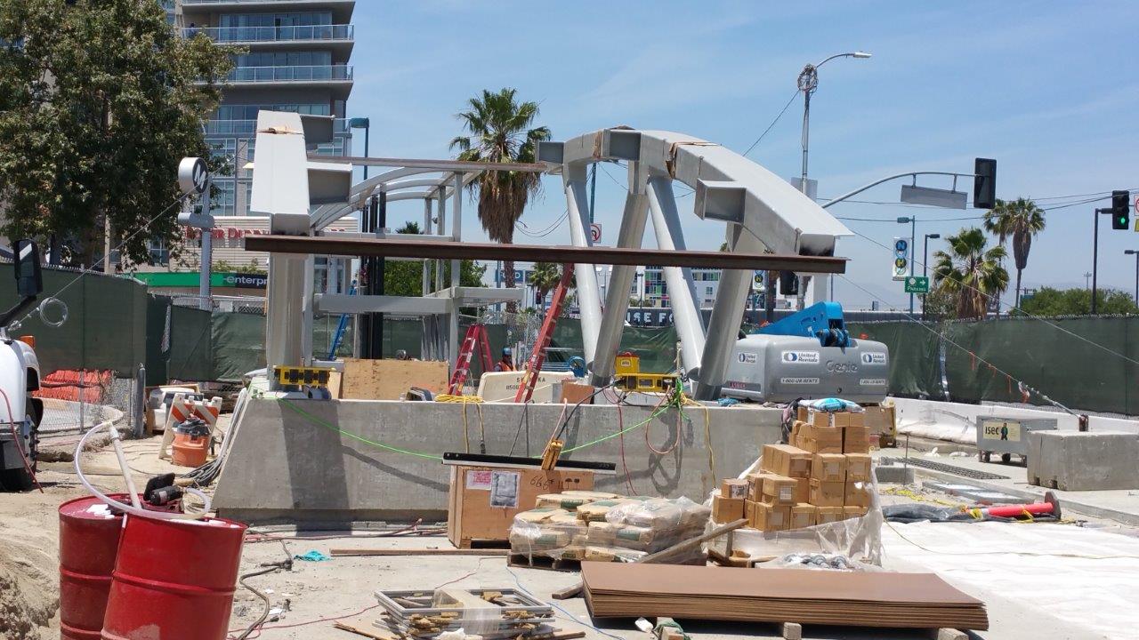 Erecting entrance canopy frame